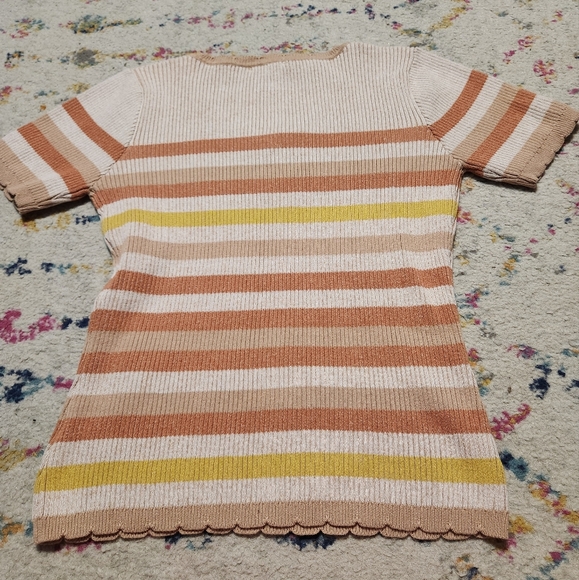 💘 Bohme Striped V-Neck Short Sleeve Sweater - Picture 3 of 3